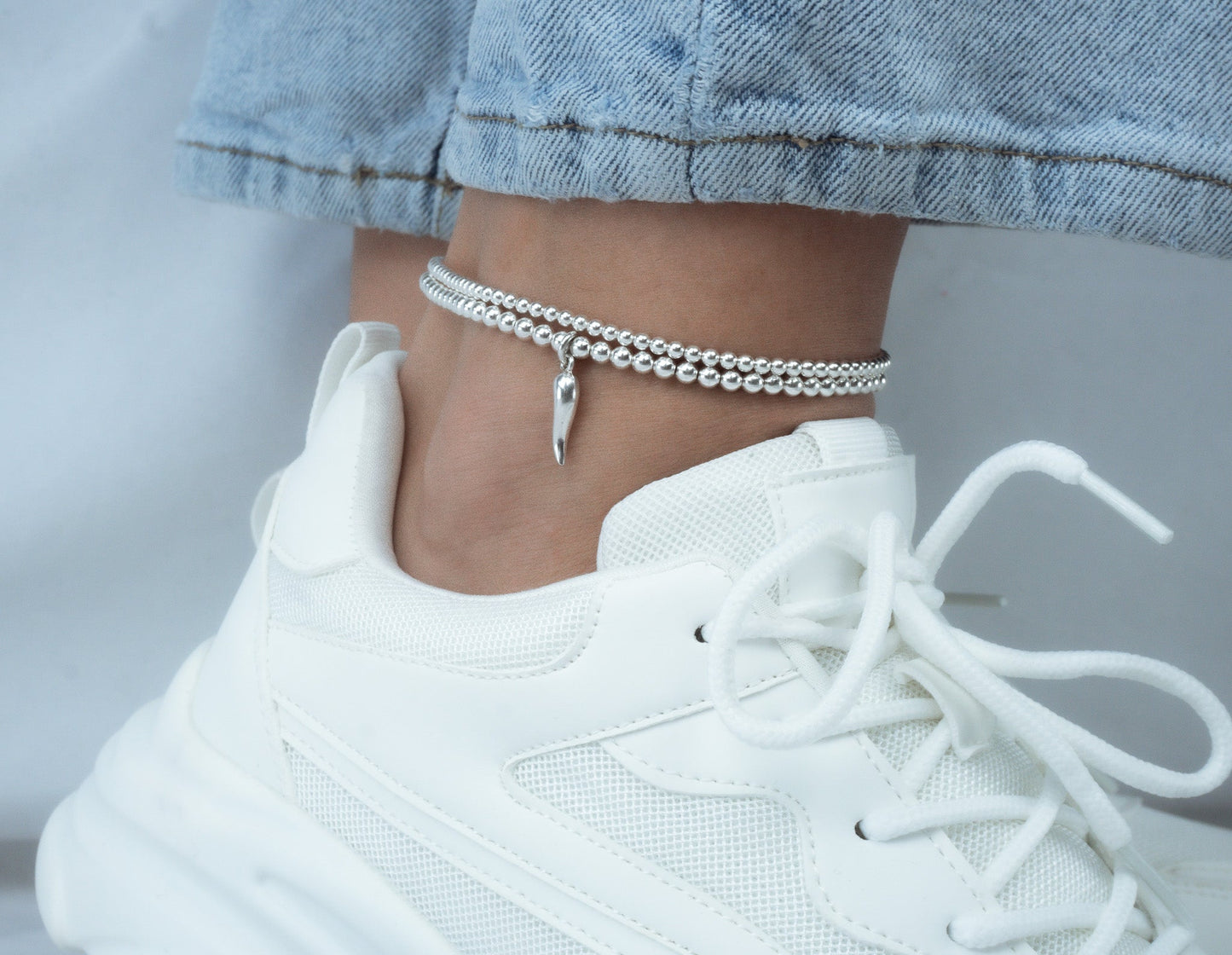 Silver Stretch Silver Anklet