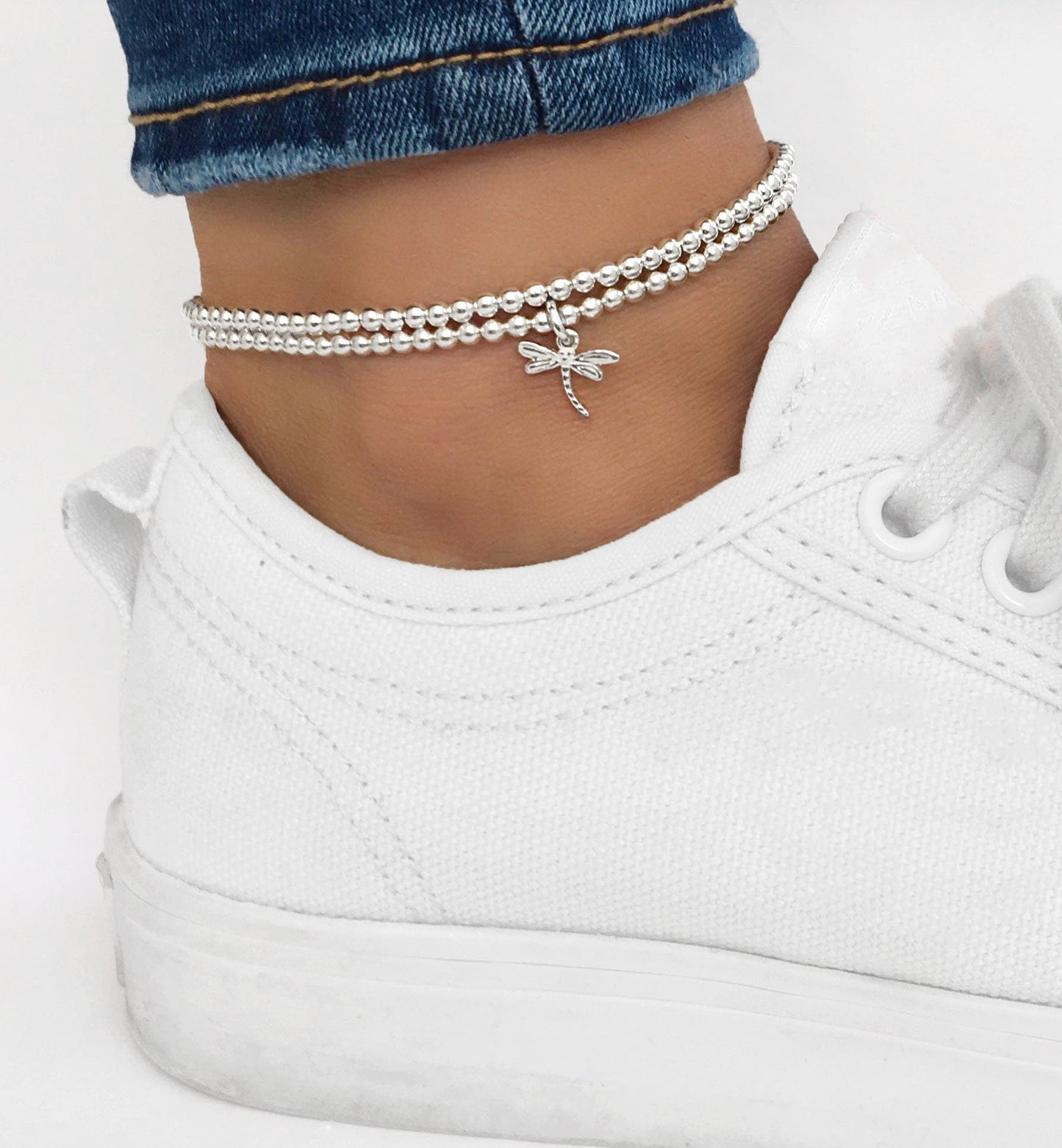 Silver Dragonfly Anklet