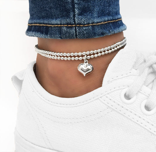 Silver Heart Anklet